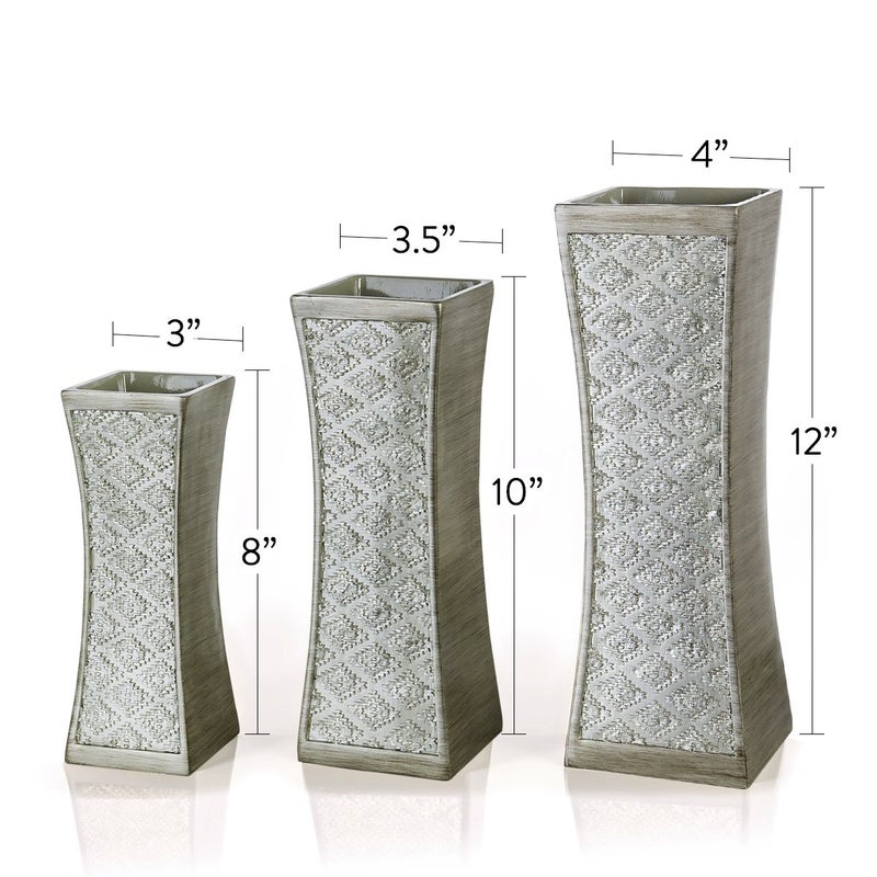 Creative Scents Dublin Silver Vases Set of 3 - Centerpieces for Dining Room Table, Decorative Vases Home Decor Accents for Living Room, Bedroom, Kitchen, Coffee Table Decor - Packaged in Gift Box - Image 5